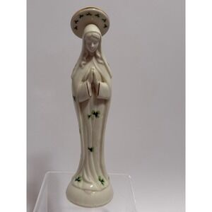 Irish Shamrock Virgin Mary Figurine Porcelain Madonna Heritage Catholic Decor